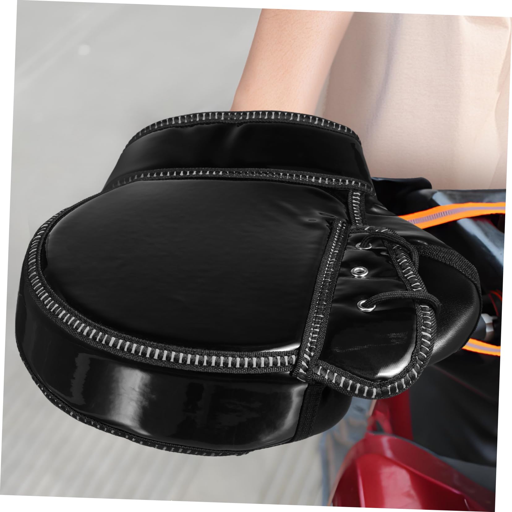 Guanti Manubrio Moto Invernali 1 Paio Nero Antivento | Pu e Fibra Sintetica, Costruzione Weatherproof Strisce Riflettenti, per Uscite in Inverno