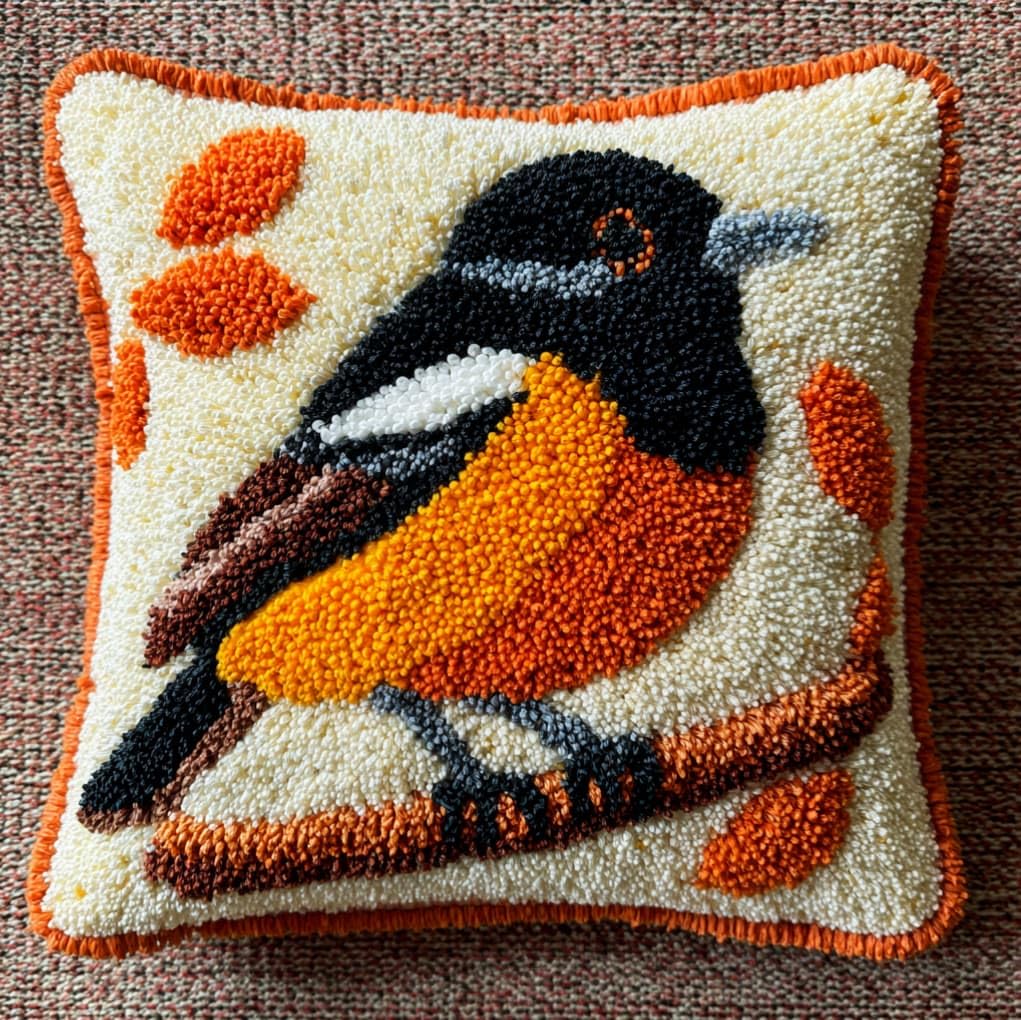 AxiangziK DIY Latch Hook Pillow Kit,Oriole