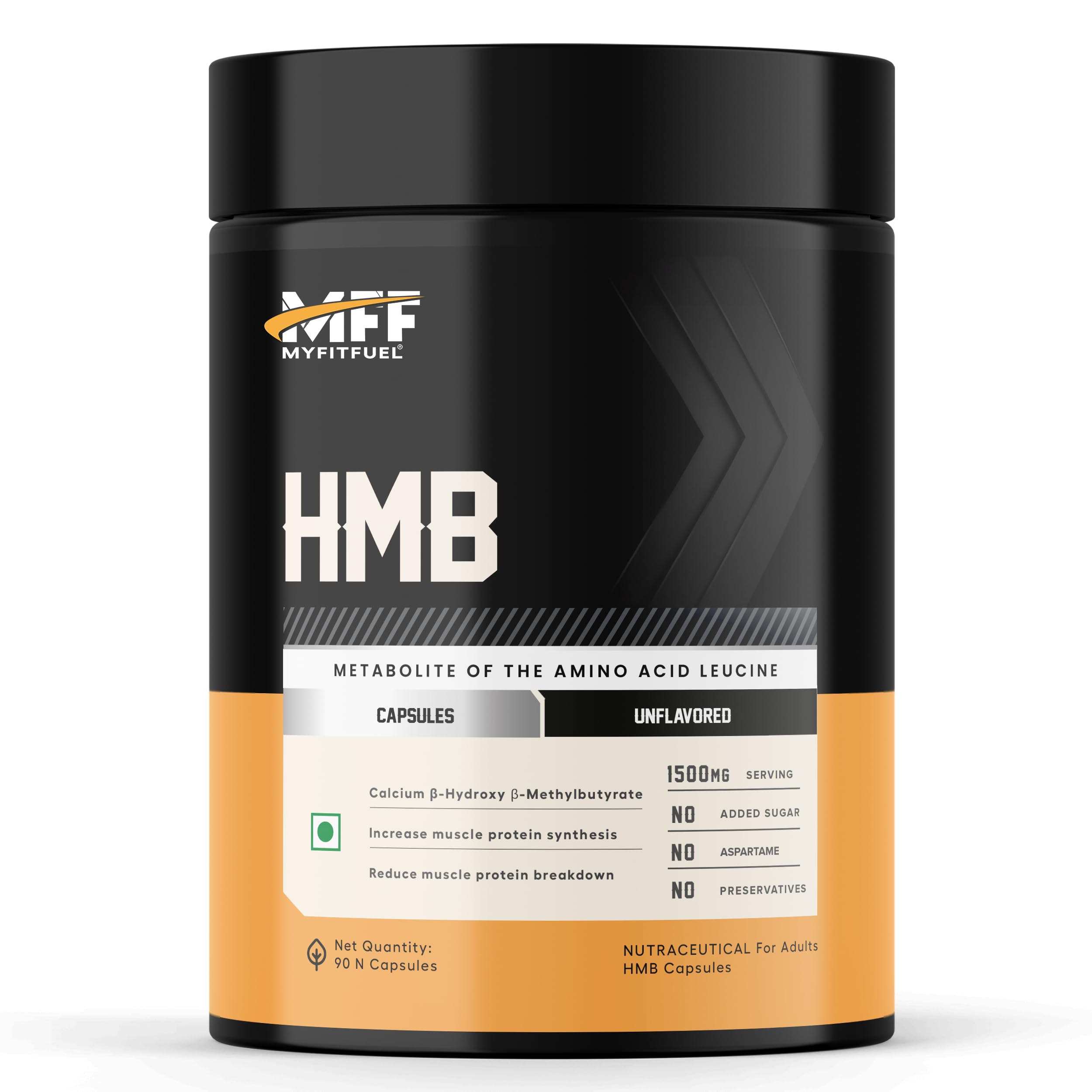 MyFitFuel HMB (1500mg), Pure HMB for Muscle Strength (90 Capsules)