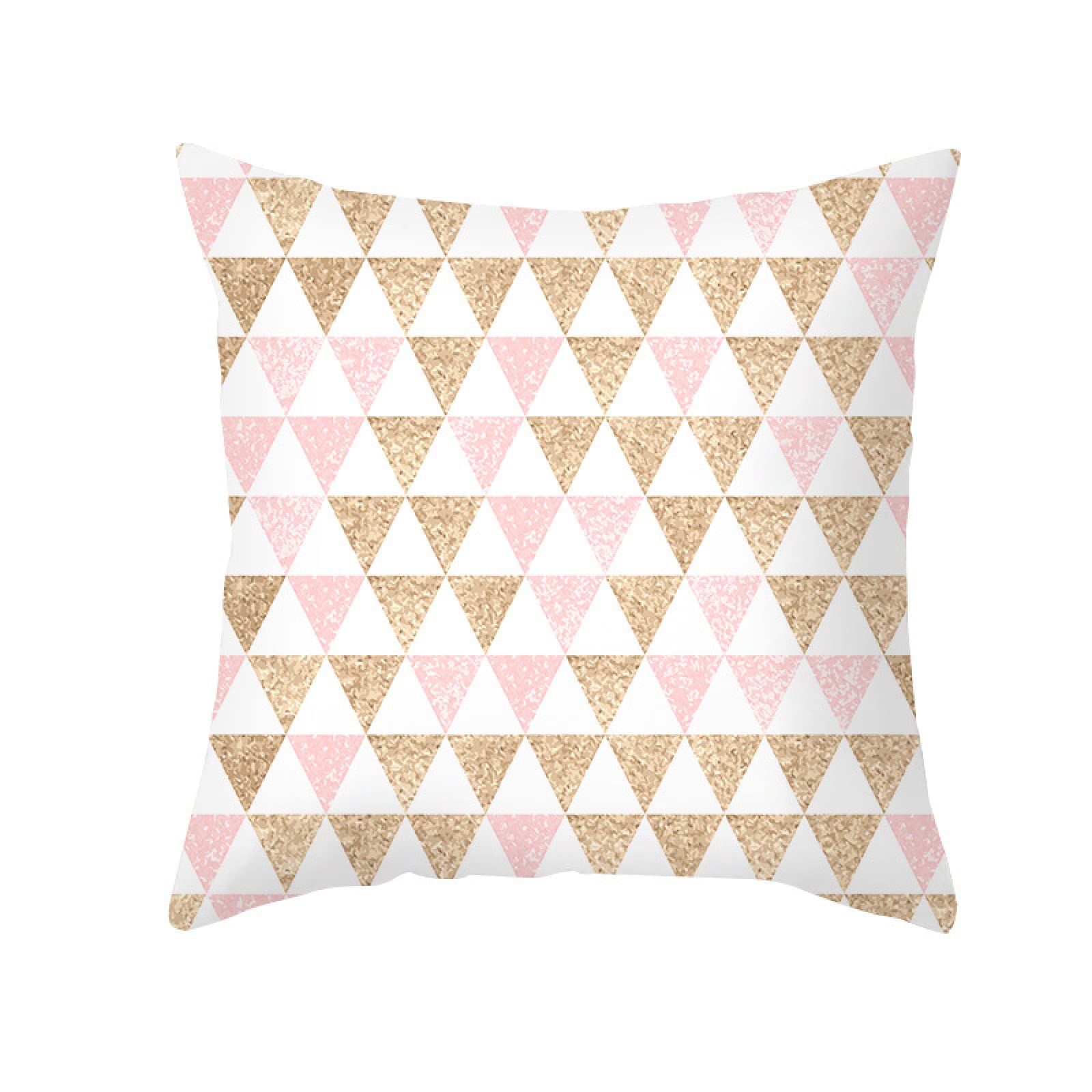 Cushion Covers Golden Pink Geometry Pillow Cases Soft Linen Bed Cushions with Covers Included Washable Sofa Cushions with Invisible Zip Pillowcase Breathable Pillow Cover Cushion Cover 80x80cm/1 Pack