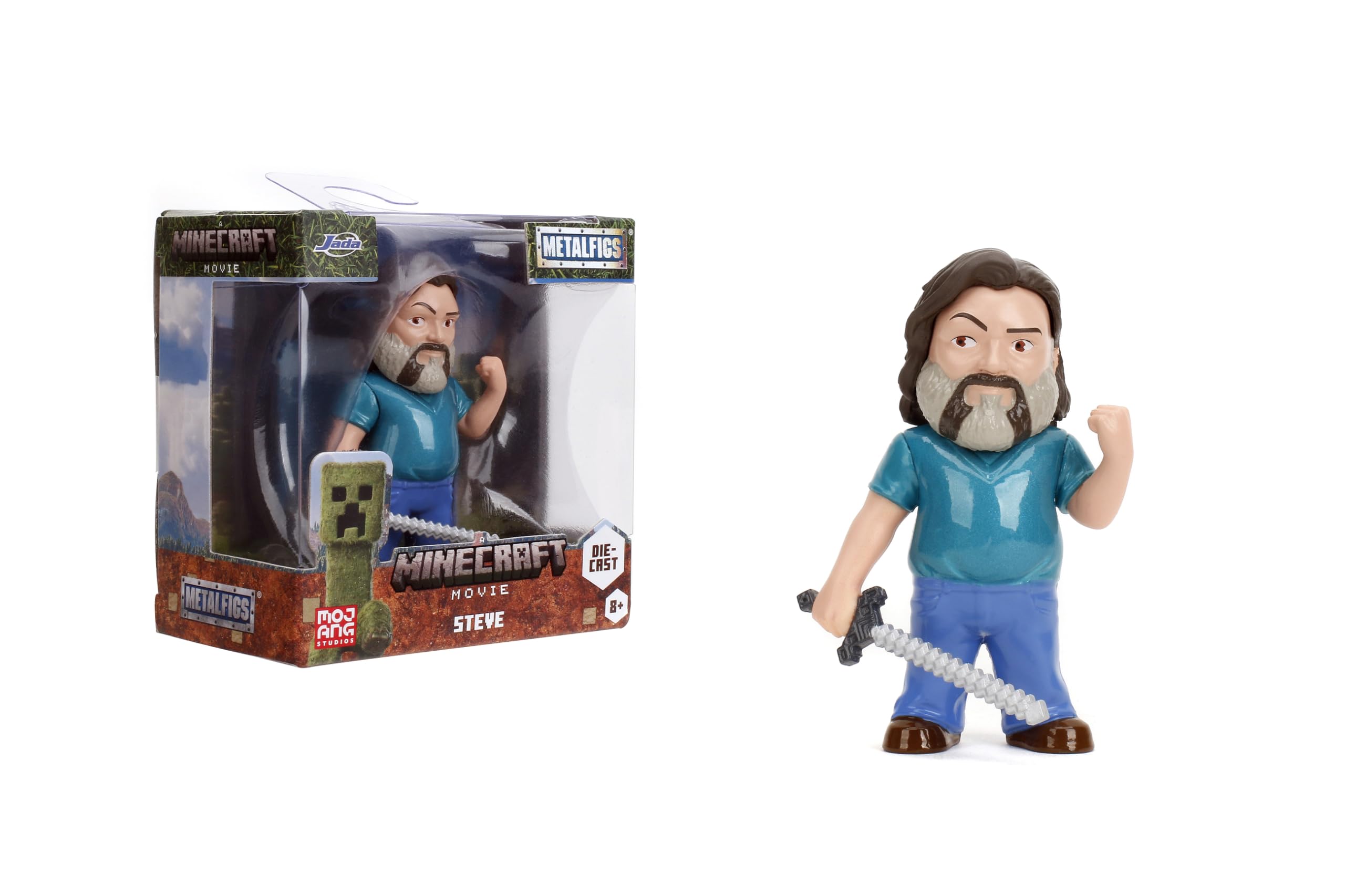 Jada Toys Minecraft Movie Figure (1 Piece) - 1 Collectible Metal Figure (Steve) for Fans and Children from 8 Years, 6.5 cm