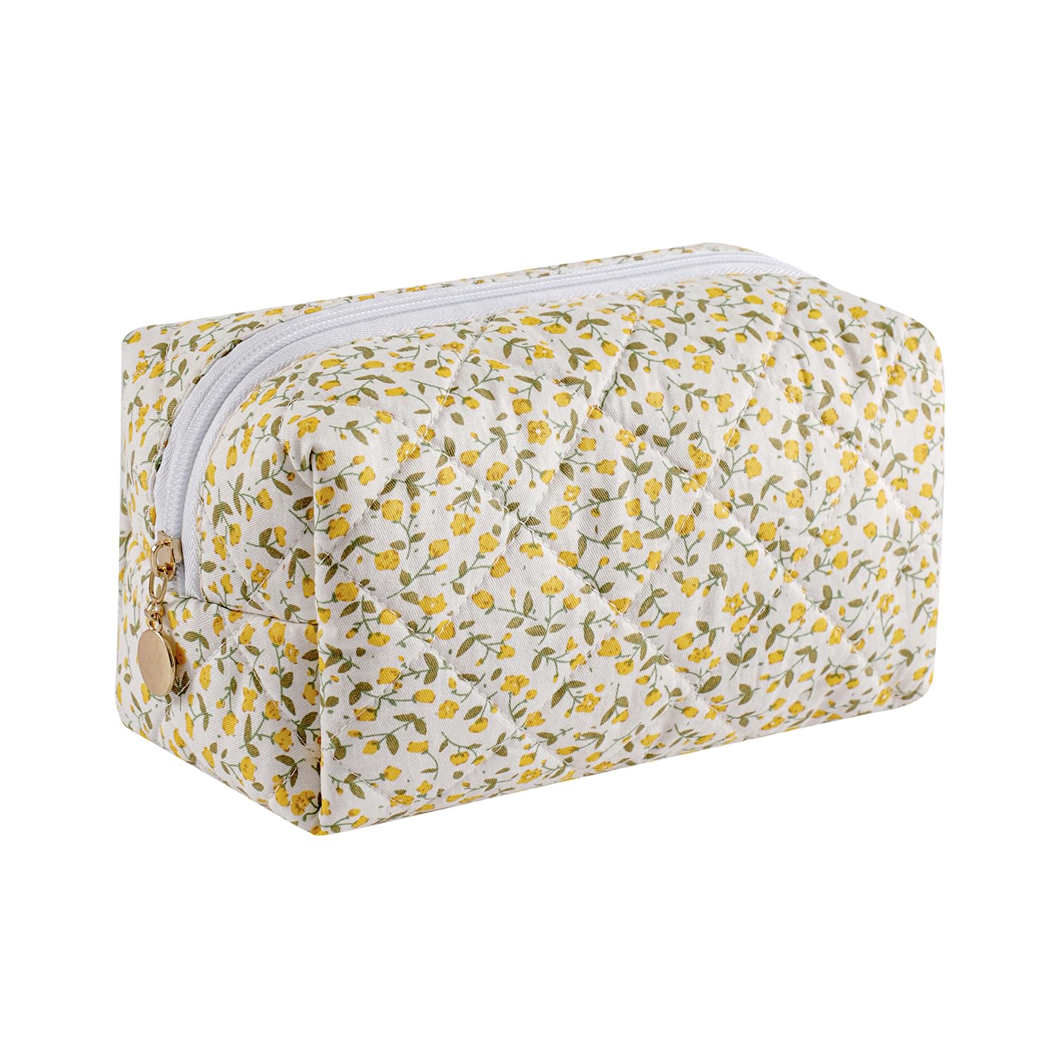 Gleyemor Kleine gesteppte Make-up-Tasche für Damen, niedliche Blumenschleife, Kosmetiktasche, Notfalltasche, Reise-Kulturbeutel, Baumwollbeutel, Geschenke für Mädchen, Mutter, Freundin, Schwester