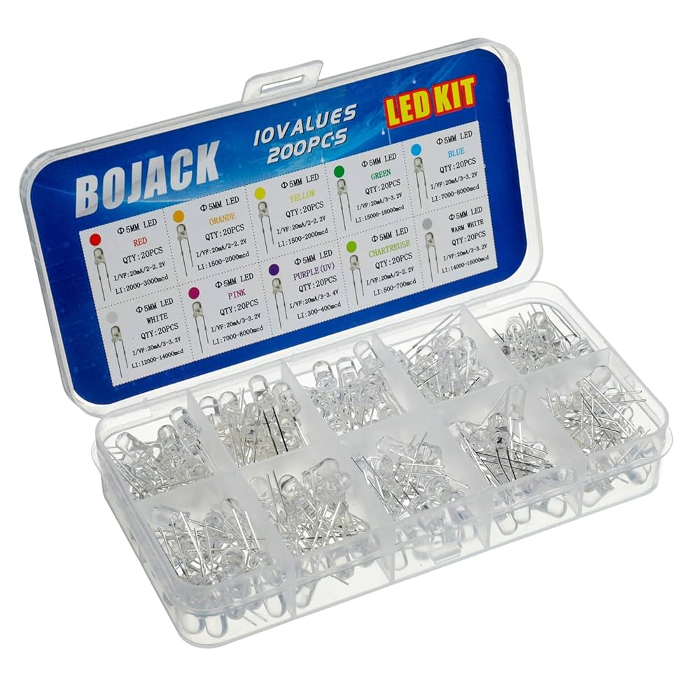 Pink Light Bulbs CACUINA 500Pcs 3MM/5MM LED Kit 5 Colors Diode Lights Assored Kit Bright Lighting Electronics Mini Led Lights