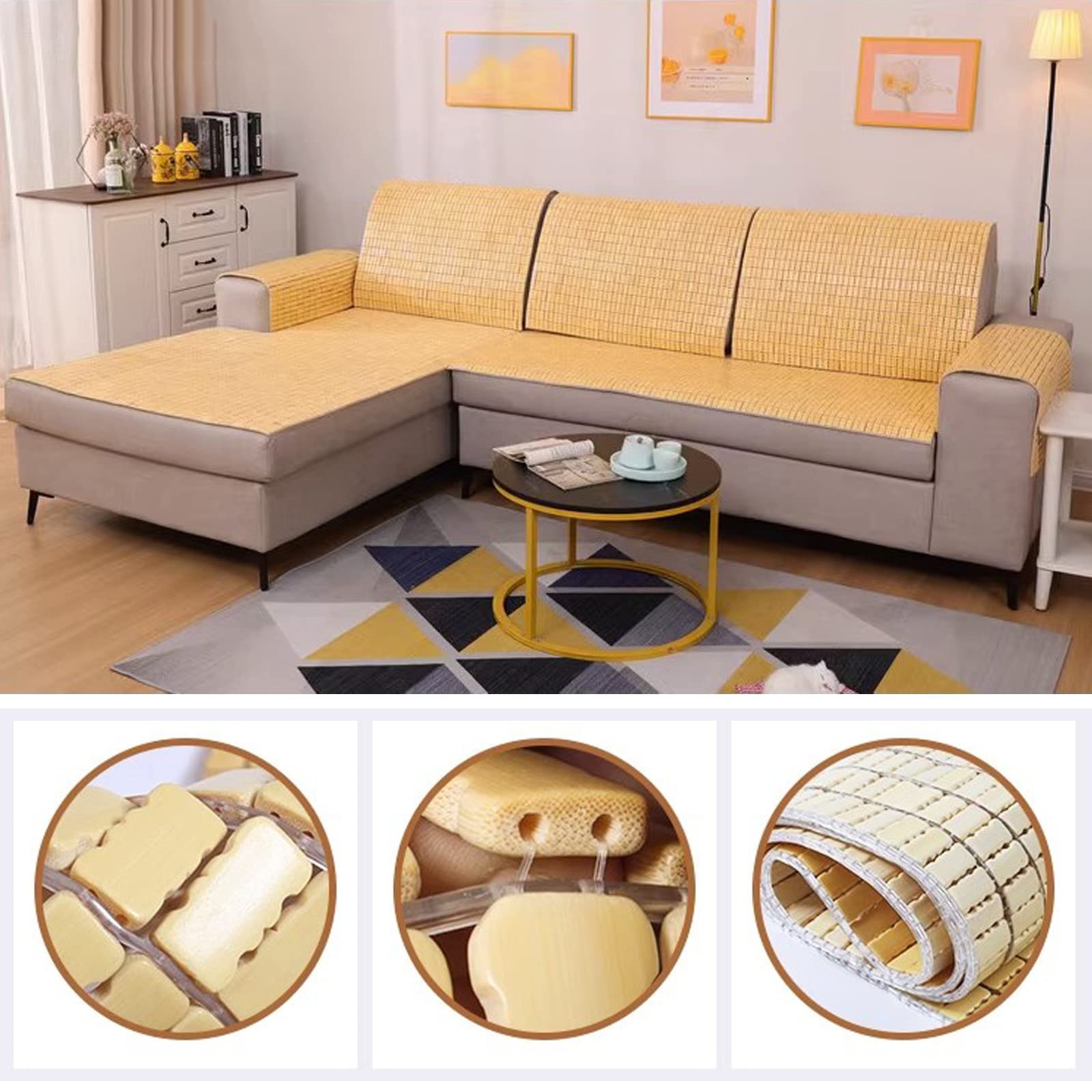 Materassino per Estivo,Stuoie di Sonno di Estate,Traspirante Liscio Pieghevole Biancheria da Letto,Stuoia Mahjong in bambù,Cuscino Fresco del Divano,per Divano Letto (100x190cm(39x75in))
