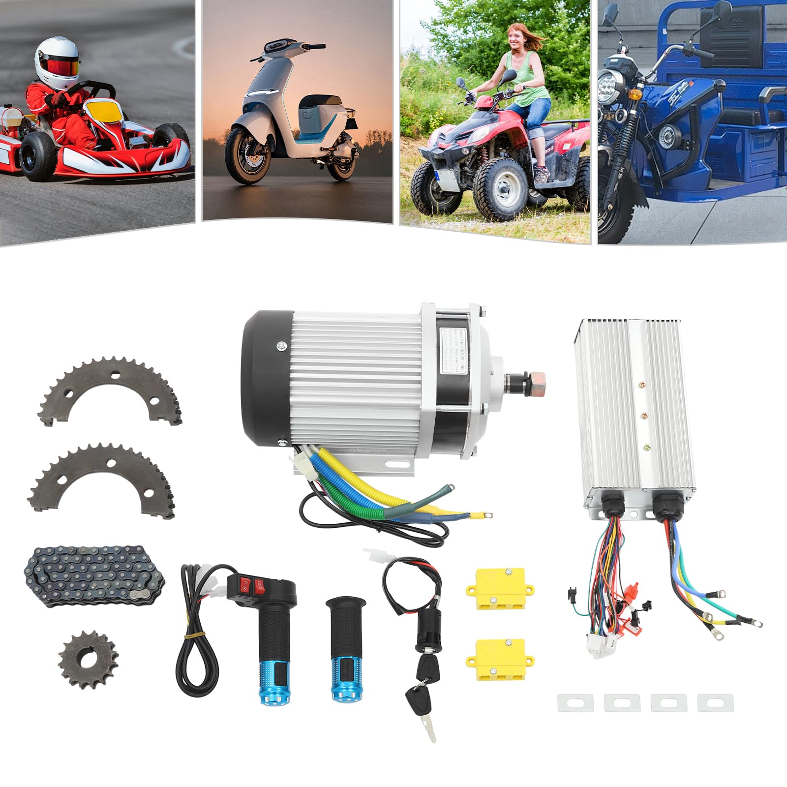 Kompletny zestaw silnika DC, 1500 W, 60 V, elektryczny bezszczotkowy silnik & Control, 27,5 N.m, obciążenie 500-600 kg, 3-biegowy silnik bezszczotkowy do gokartów, wózków wydmowych