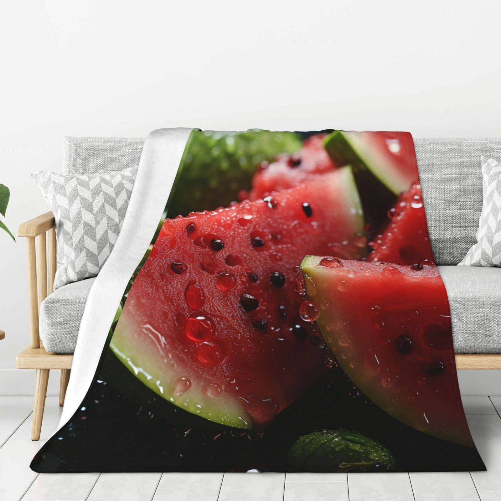 Couverture pastèque en flanelle 203x152 cm pour lit et canapé