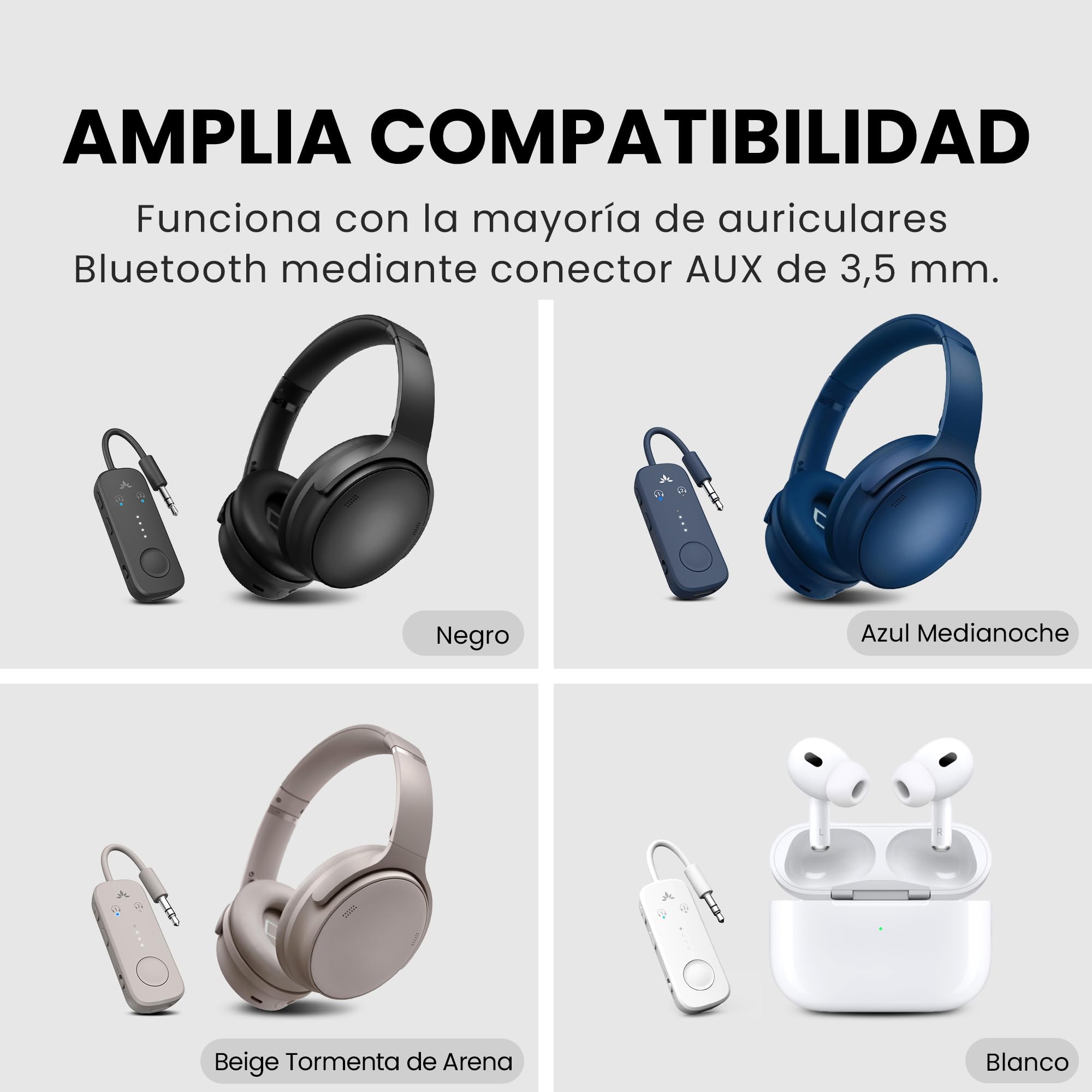 Avantree Relay – Adaptador Bluetooth 5.3 para Avión con Qualcomm aptX Adaptive, Compatible con 2 AirPods o Auriculares, 20 h de Batería, Transmisor de Audio 3,5 Mm AUX para Viaje, Vuelo, Gimnasio