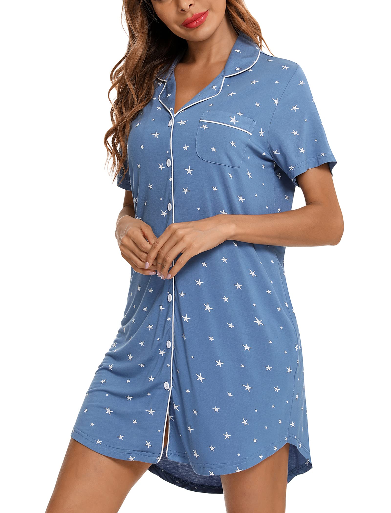 Leikar Camicia da notte premaman per donne pigiama a maniche lunghe camicia da notte
