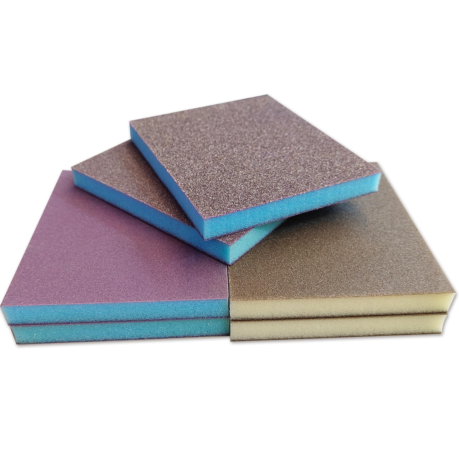 Kit de 18 esponjas de lijado 60, 80, 120, 180, 220, 320, bloques de lijado suaves, lavables y reutilizables, bloques de lijado de esponja de doble cara, almohadilla de papel de lija húmedo y seco para