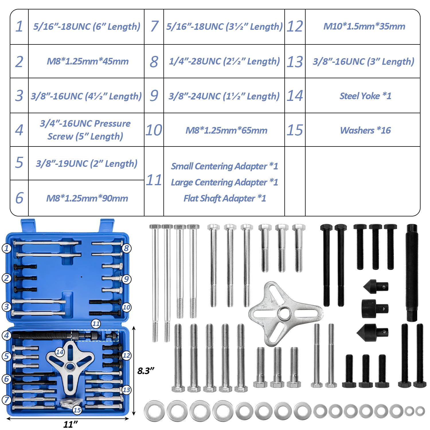 SUGOOE Harmonic Balancer Puller Set Steering Wheel Pulling Set, Power Steering Pulley Puller Installer Tool Set Flywheel Remover, 46-Piece Tool Kit