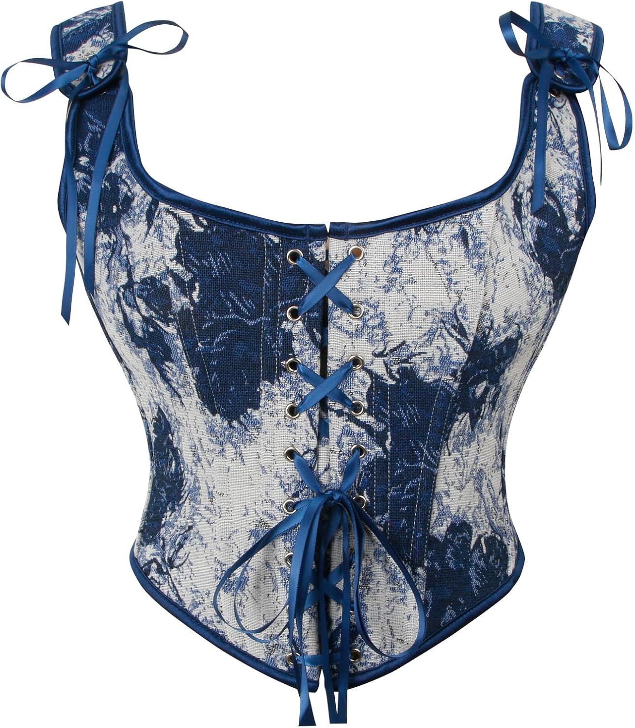 Charmian Women's Renaissance Floral Corset Top Bustier Bodice with Zipper
