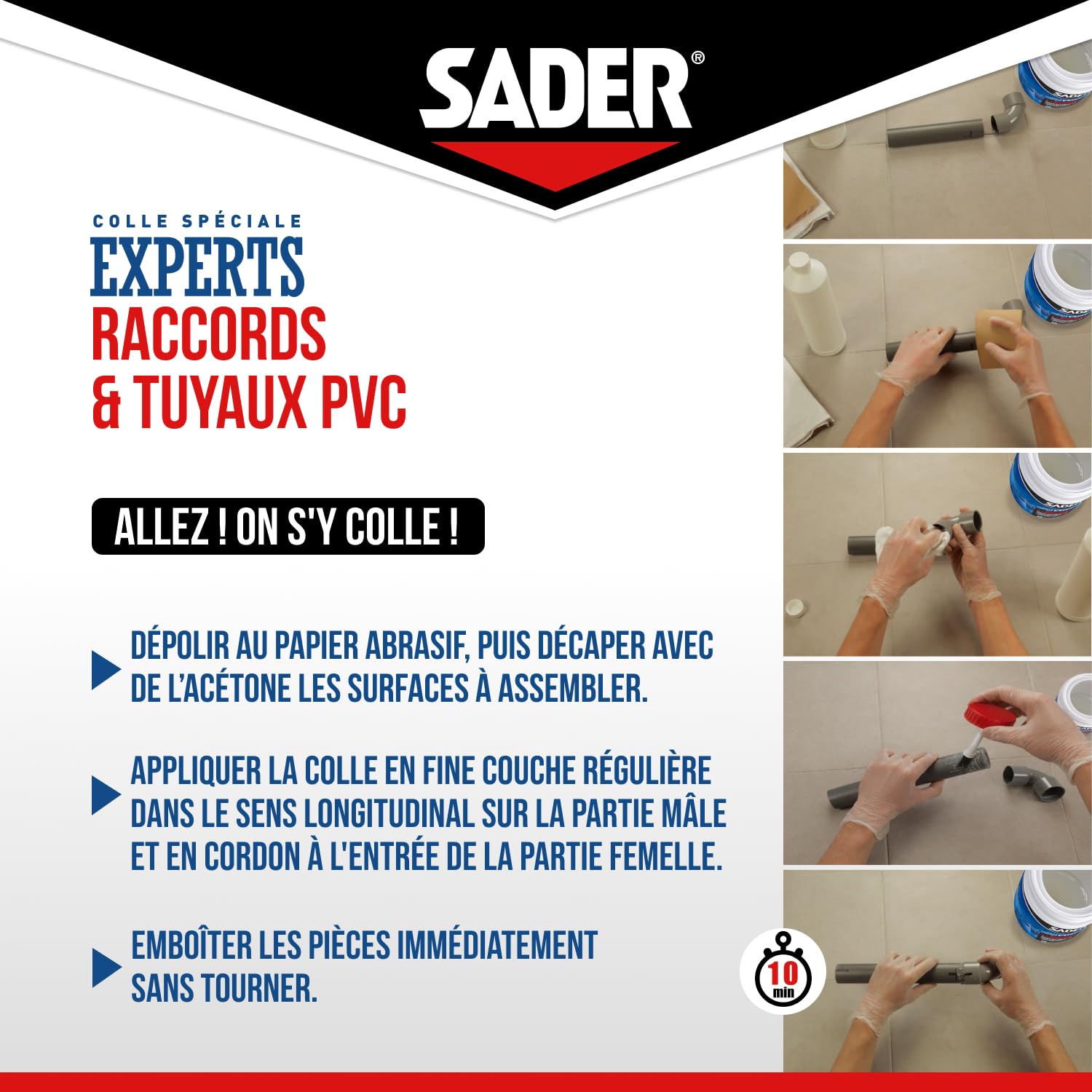 Bostik Sader Gp - Pegamento tubos y empalmes de PVC, 500 ml