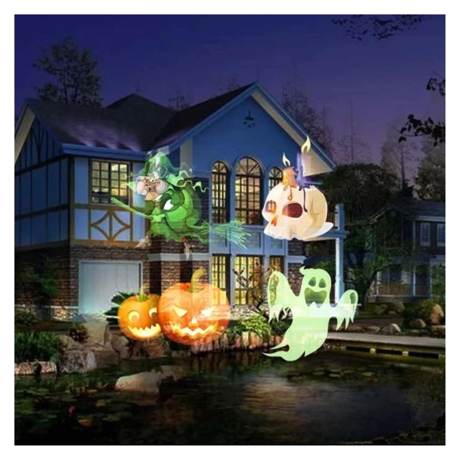 Lampe projecteur LED à Double cylindre avec motif d'eau, 16 motifs, décoration de nouvel an et de noël, lumières de cartes lumineuses, Halloween et noël