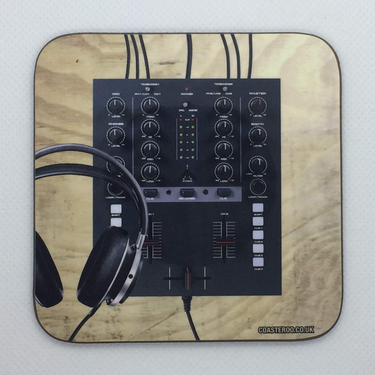Coasteroo Dj Mixer - Fun Classic Music Themed Design - Drinks Coaster - Hardboard - 9Cm X 9Cm - Gloss Finish