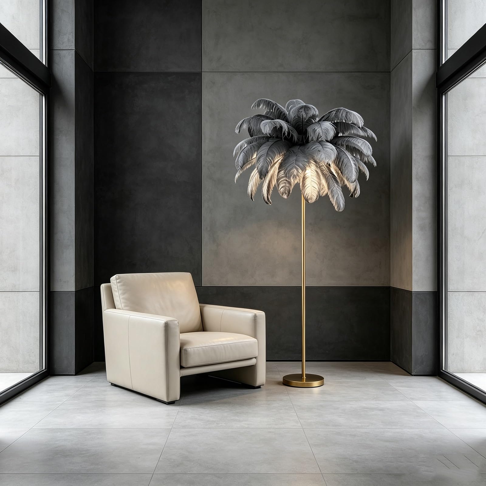 LCNDKF Feather Floor Lamp, LED Standing Floor Lights