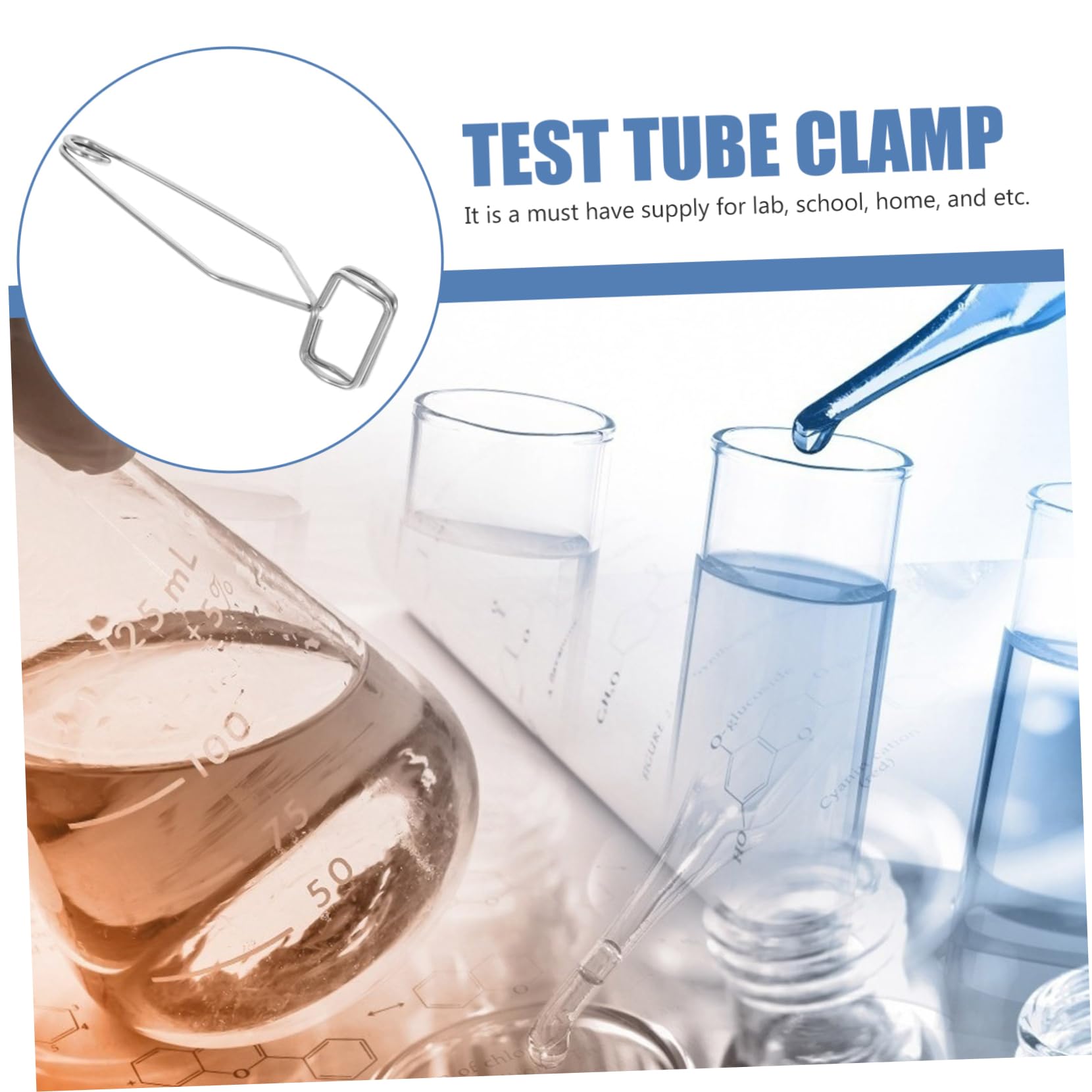 Ciieeo Pinces pour Tubes à Essai Ressort Auto-fermable 4 Pcs en Fer Argenté Résistance Haute Température pour Usage à Domicile et Scolaire