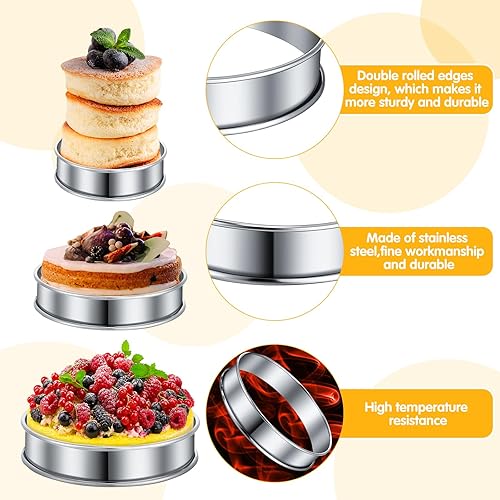 Miniatura 5 de Boao 16 anillos de magdalenas inglesas antiadherentes de doble enrollado, cortador de galletas, cortadores de galletas de doble rollo, moldes