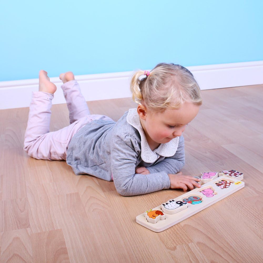 Bigjigs Toys Chunky Lift and Match Farm Puzzle