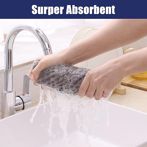 Miniatura 3 de Homaxy Toallas de cocina de microfibra prémium con tejido de gofre, 16 x 28 pulgadas, ultra absorbentes y de color sólido, paquete de 4, color café