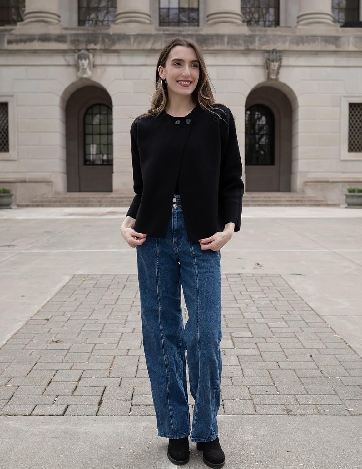 GRACE KARIN Womens Cropped Knit Sweater Blazer, Oversized Open Front Jackets 2026 Spring, Laple Cardigans Dressy Casual - Image 9