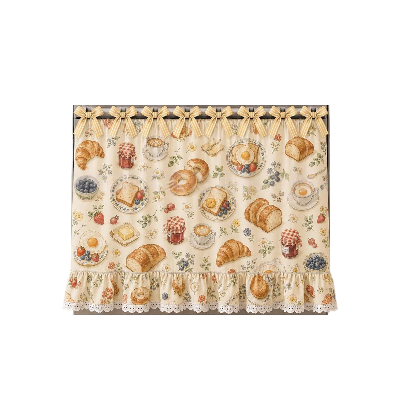 Oxxggkao Oven Dress Curtain with Utility Pocket and Fade Resistant Flower Pattern Stove Skirt for Kitchen Decoration Dishwasher Curtain