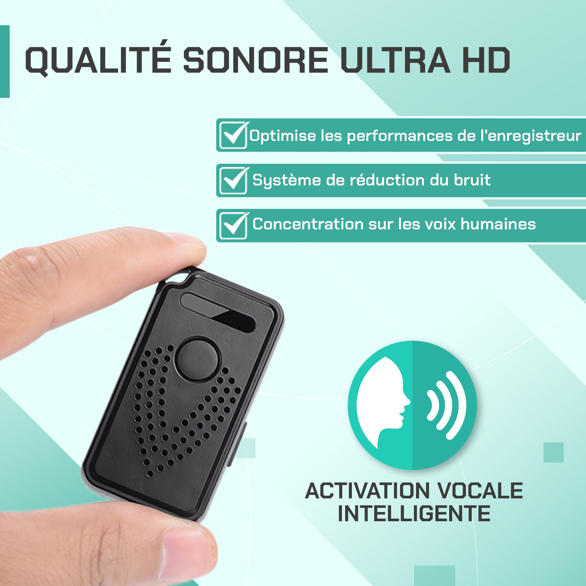 Enregistreur Vocal numérique Professionnel WiFi | FlyRec SMT | 8 Go de Mémoire | Contrôle illimité de la Distance pour, Leçons et Mémos Vocaux - Enregistreur Audio avec Application Intelligente