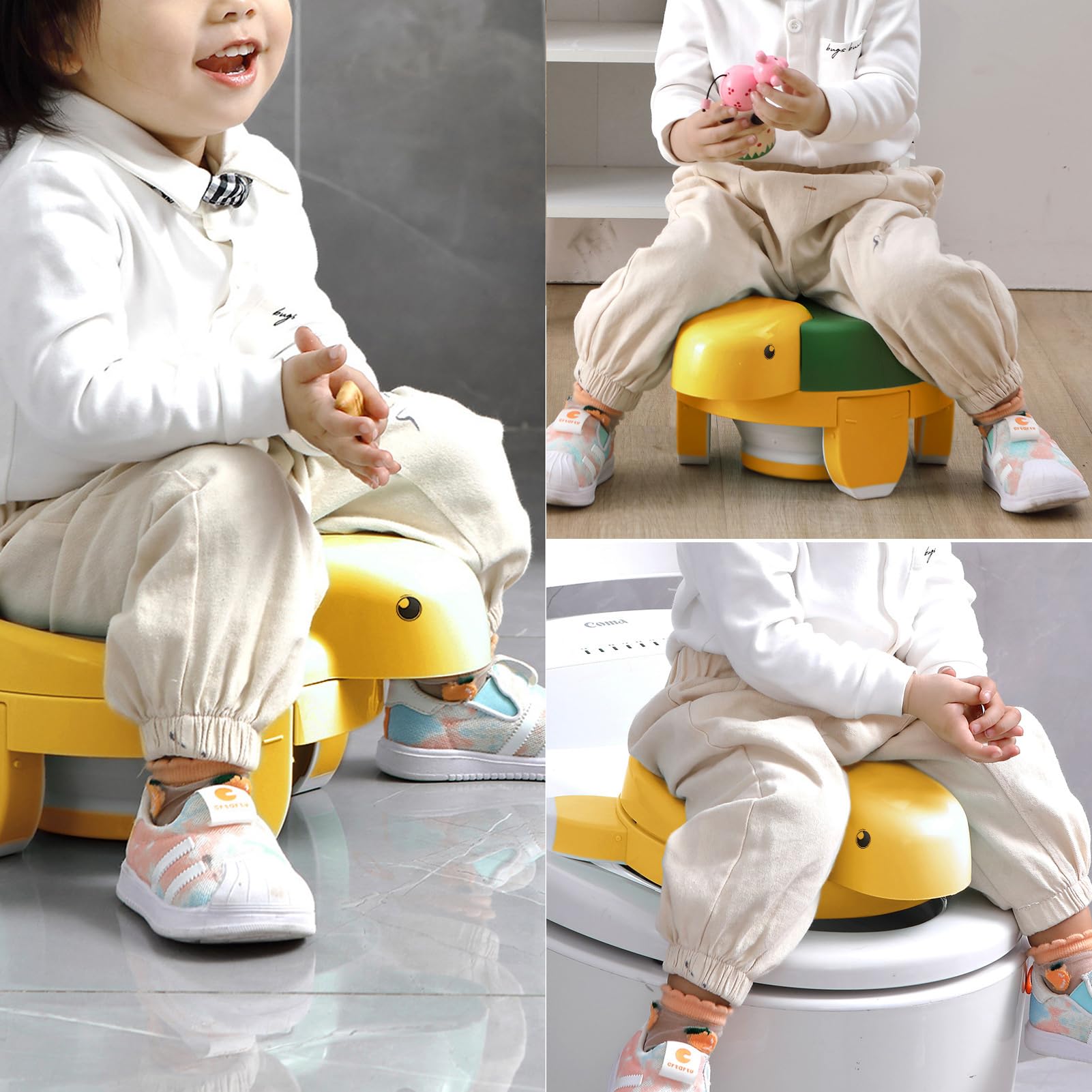 Asiento de inodoro portátil para entrenamiento de orinal, orinal de viaje para niños pequeños, inodoro plegable 4 en 1 para niños y niñas, para llevar el orinal de bebé, silla de orinal para