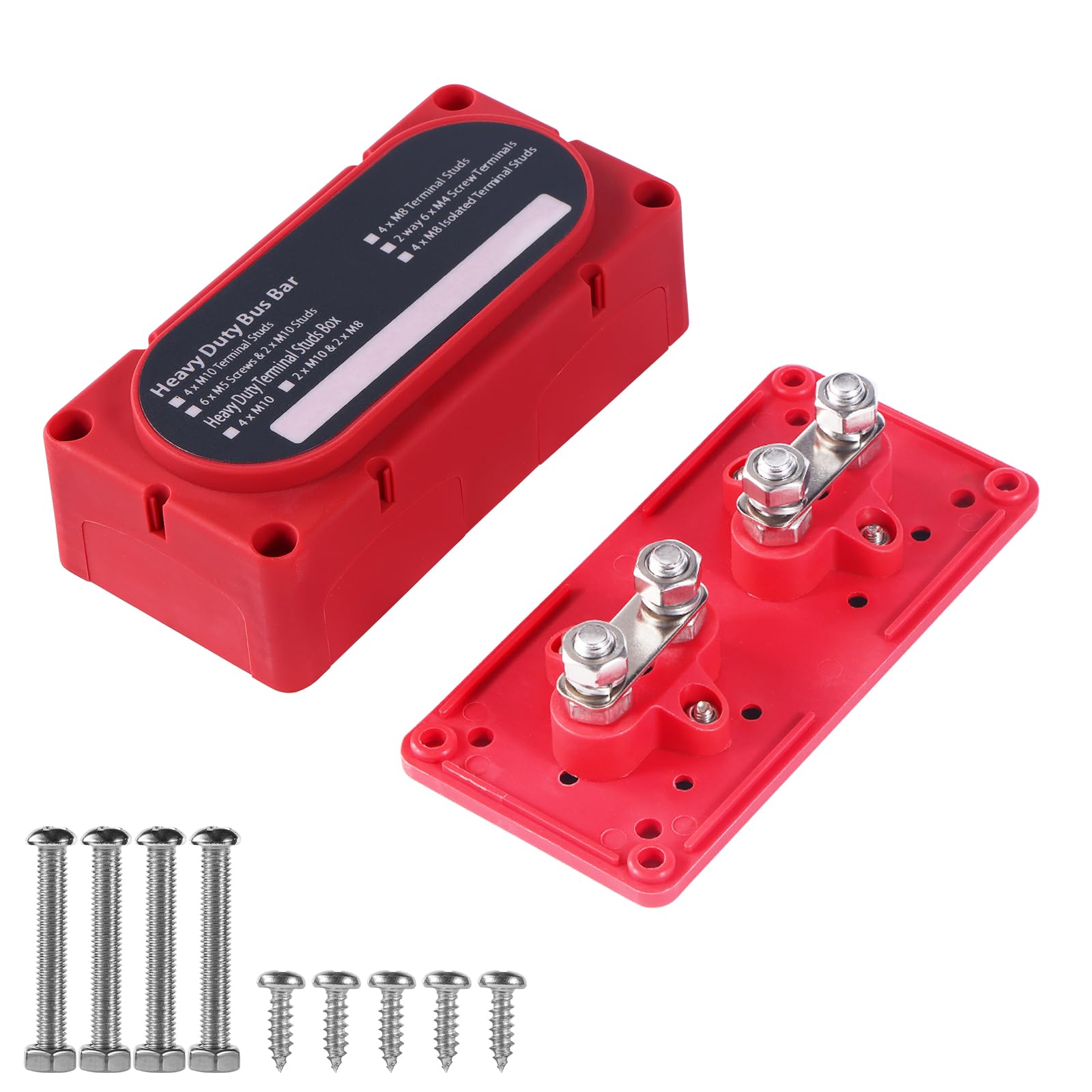 Barre de distribution électrique 12 V-48 V 300 A - Design de module haute performance CC avec 4 boulons M8 - Bloc de connexion de batterie pour voitures, camping-cars, bateaux, yachts, solaires de