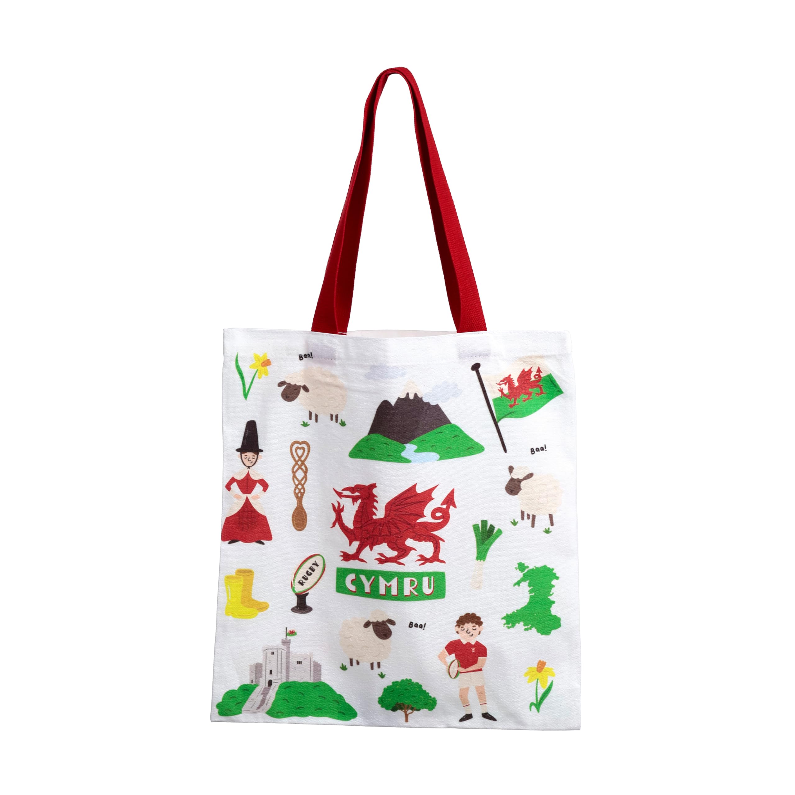 Puckator Welsh Dragon Wales (Cymru) Reusable Tote Bag - Canvas Tote Bag - Cotton Tote Bags - Eco Gifts for Women and Men - Cloth Shopping Bag - Fabric Bag - Foldable Bags for Shopping - Handbag