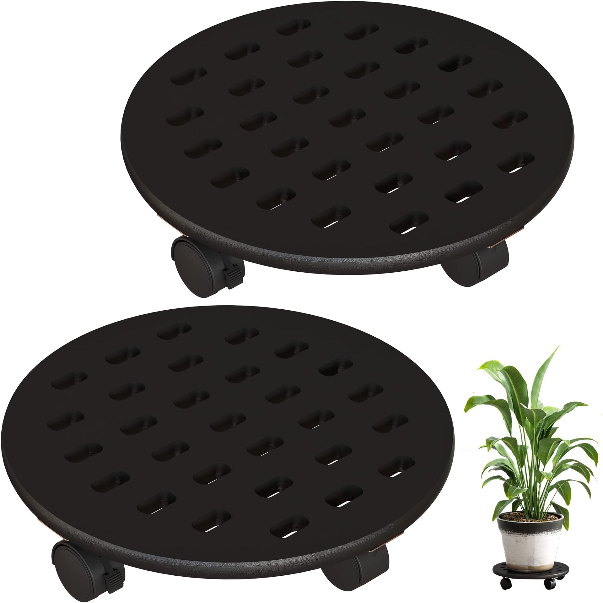 Large Metal Plant Caddy with Wheels 14 Inches HeavyDuty