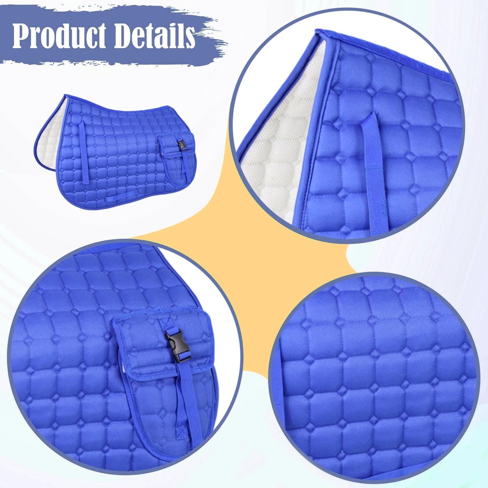 Fenteer para Silla de Montar de Caballo, Accesorio para Ecuestre, Suministros ecuestres con Bolsillo para competición, Azul