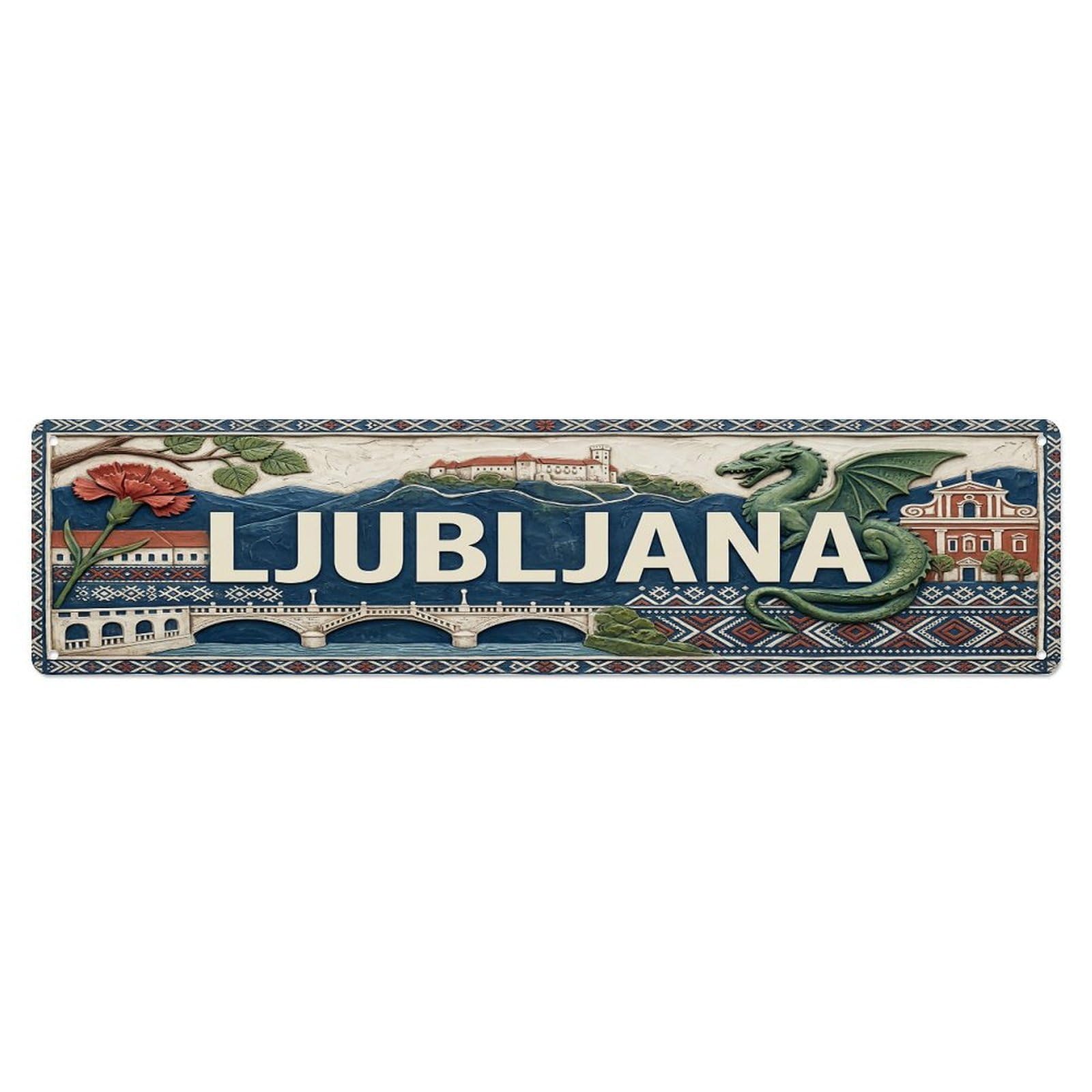 Gead 4X16inch Style Vintage Ljubljana Slovenia Flag Pattern Metal Tin Sign