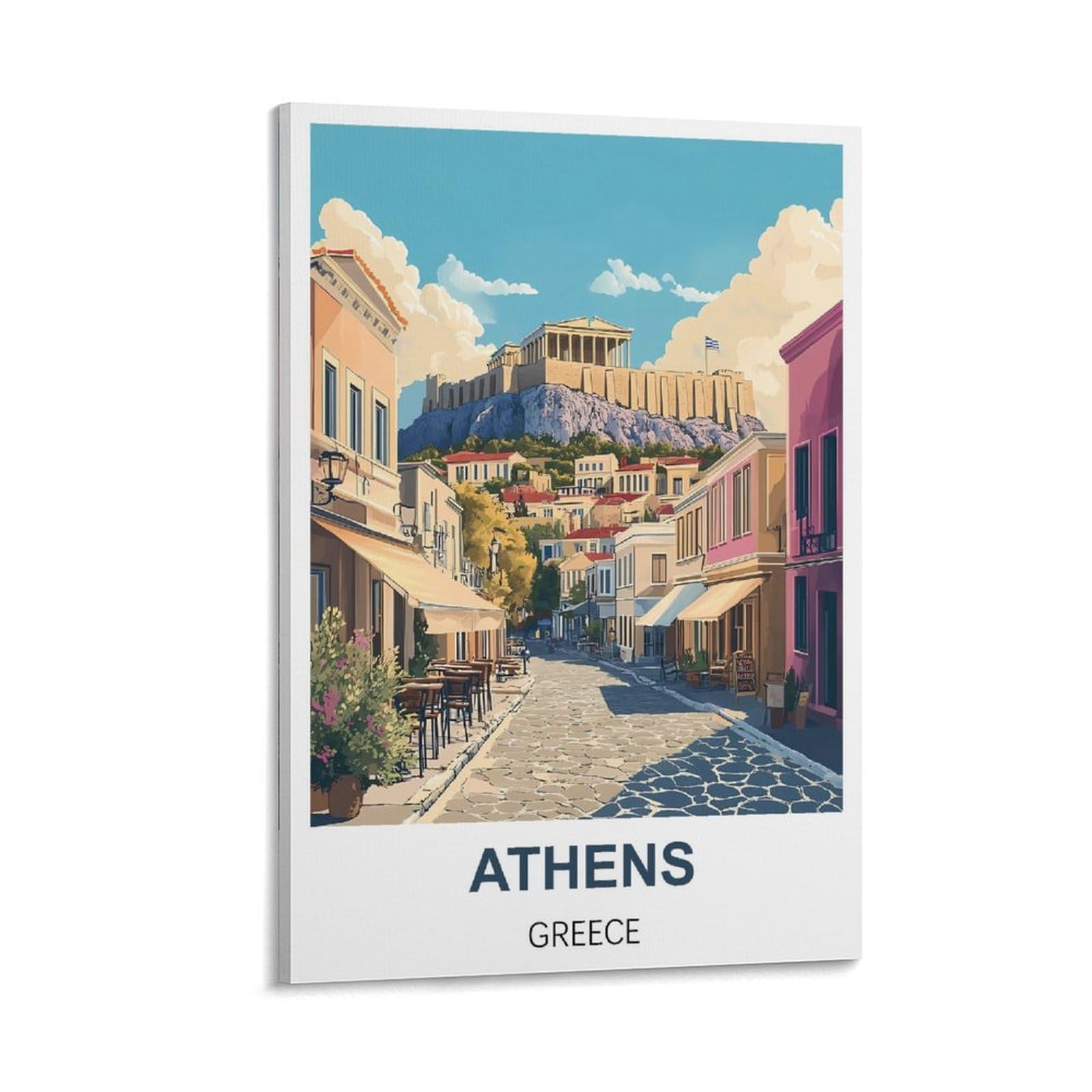 FJIWECWSQ Athens Greece Vintage Travel Poster 12x18inch(30x45cm) Canvas Wall Art Painting Prints