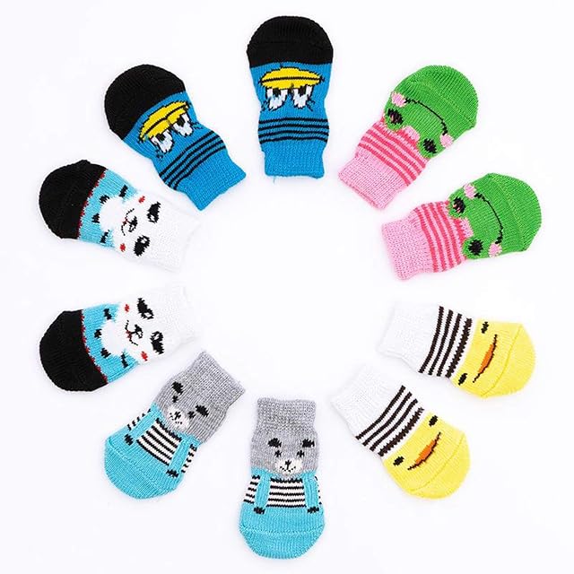 Foto 8 de 8 de 4 bonitos calcetines antideslizantes para mascotas, gatos, cachorros, perros, protectores de patas, M conejo