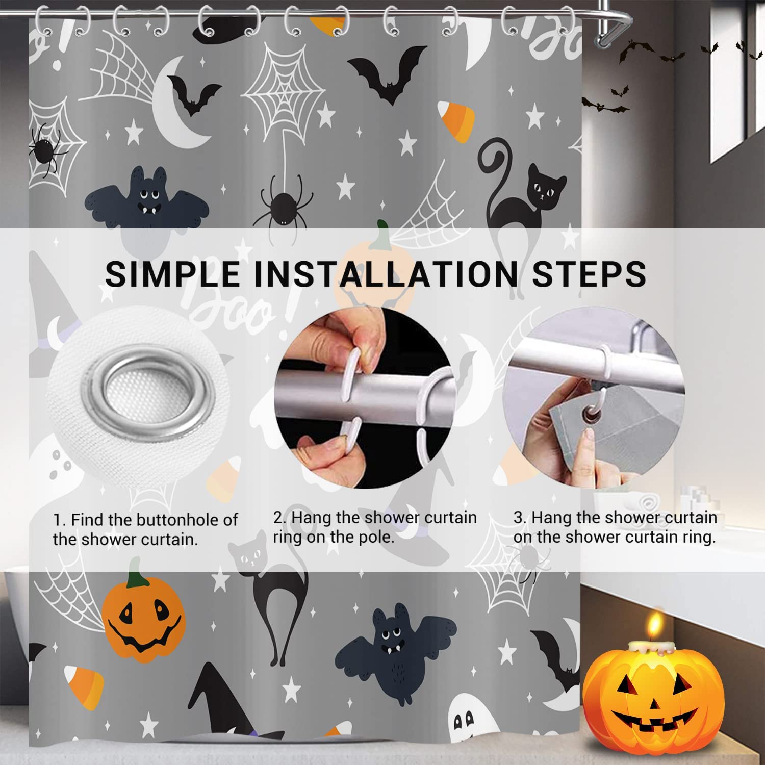 Lot de 3 moules en silicone pour Halloween, citrouille, fantôme, chauve-souris, tête de mort