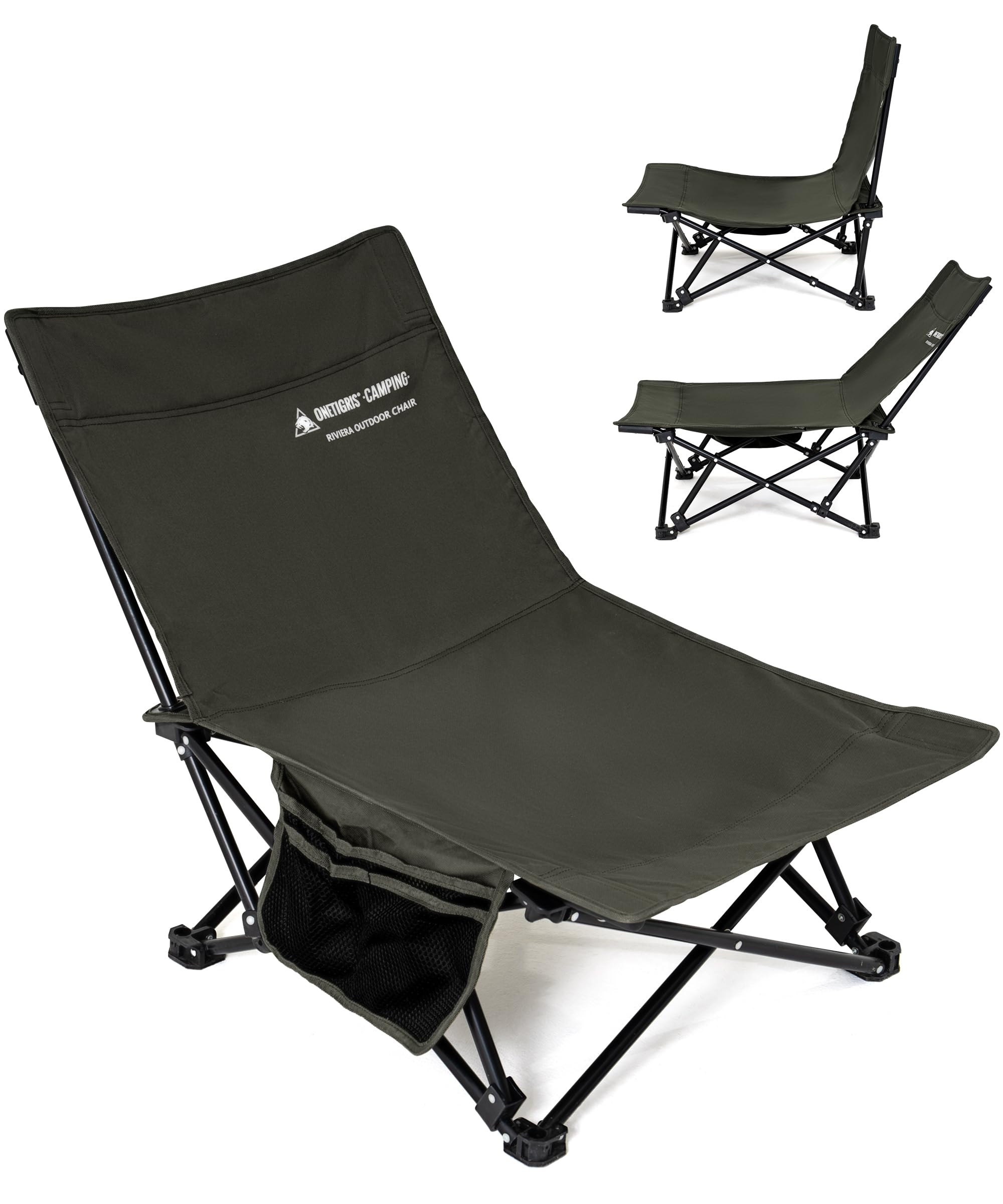OneTigris RIVIERA キャンプローチェア 焚き火チェア 折りたたみ椅子 背もたれ幅広い 一体型構造 安定性UP サイドポケットあり 使用簡単 Amazon.co.jp: OneTigris RIVIERA キャンプローチェア 焚き火チェア