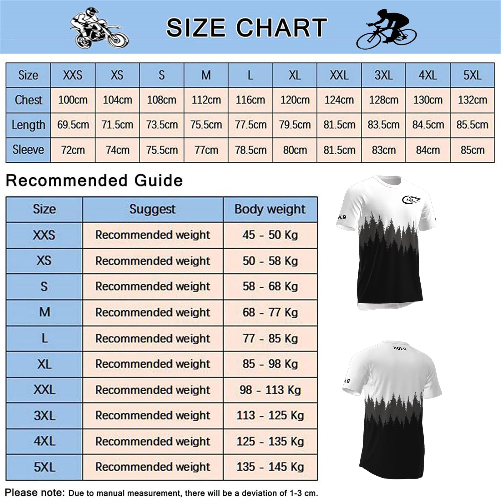 HULG Maglie da Ciclismo da Uomo, T-Shirt Corte, Maglie da Ciclismo, Maglie da Ciclismo, Abbigliamento da Ciclismo, Magliette da Mountain Bike/MTB