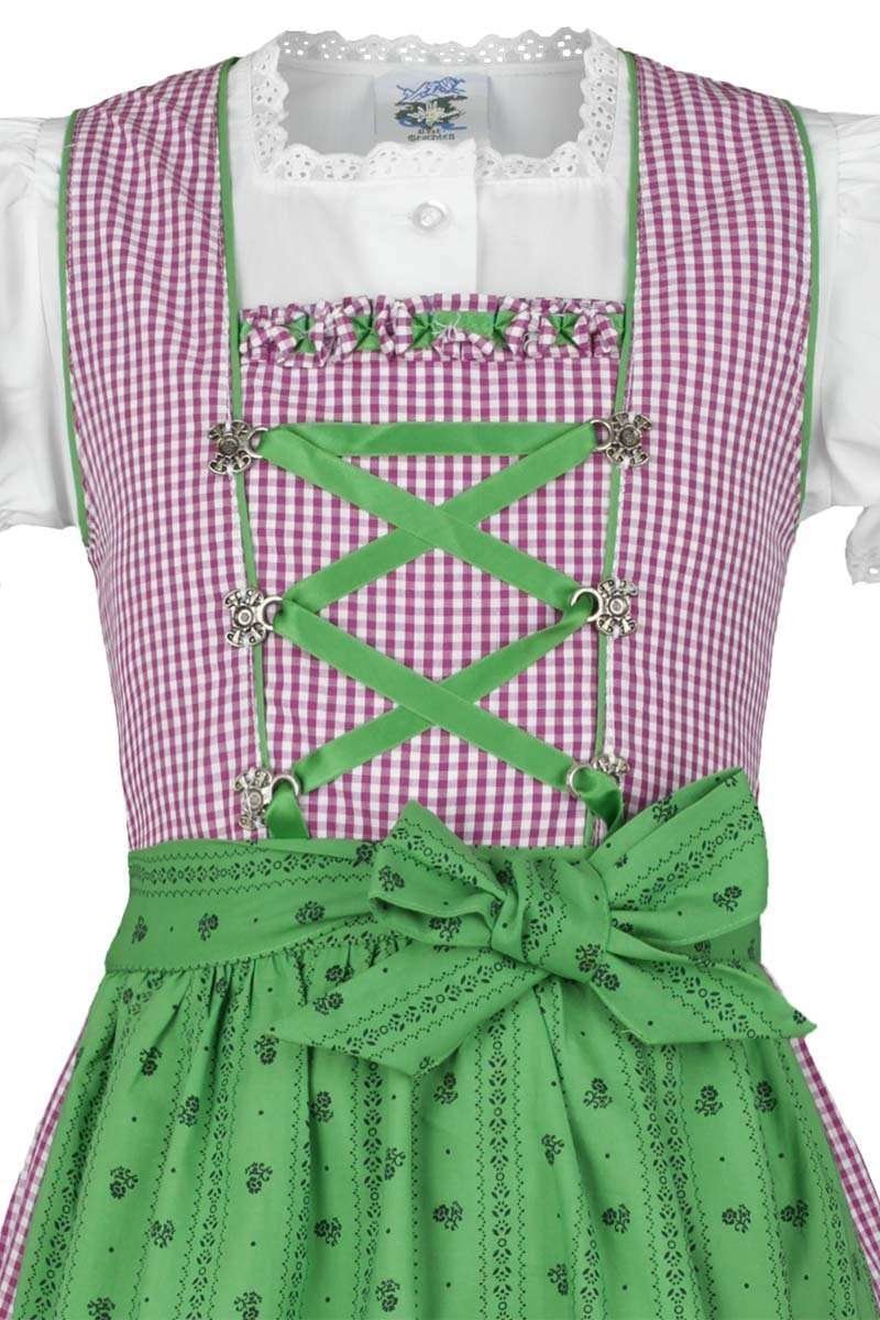 Isar-Trachten Dziewczęca dziecięca Dirndl jagodowa zielona z bluzką, jagoda, 80, granatowy (Beere), 86 cm