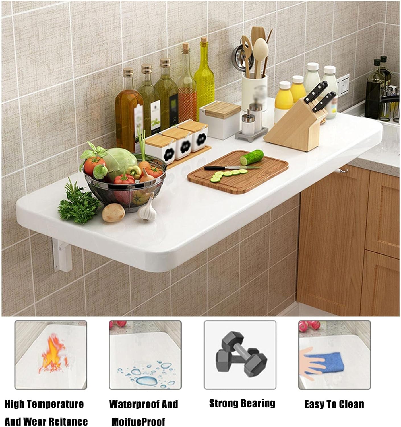 壁掛け式テーブル、木製キッチン＆ダイニングテーブル、多機能