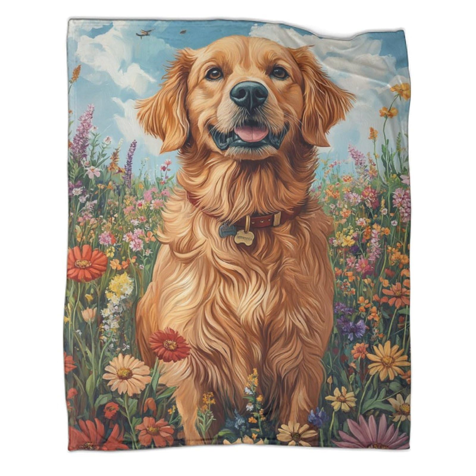 Couverture imprimé chien Golden Retriever 3D idée cadeau douce pour ados