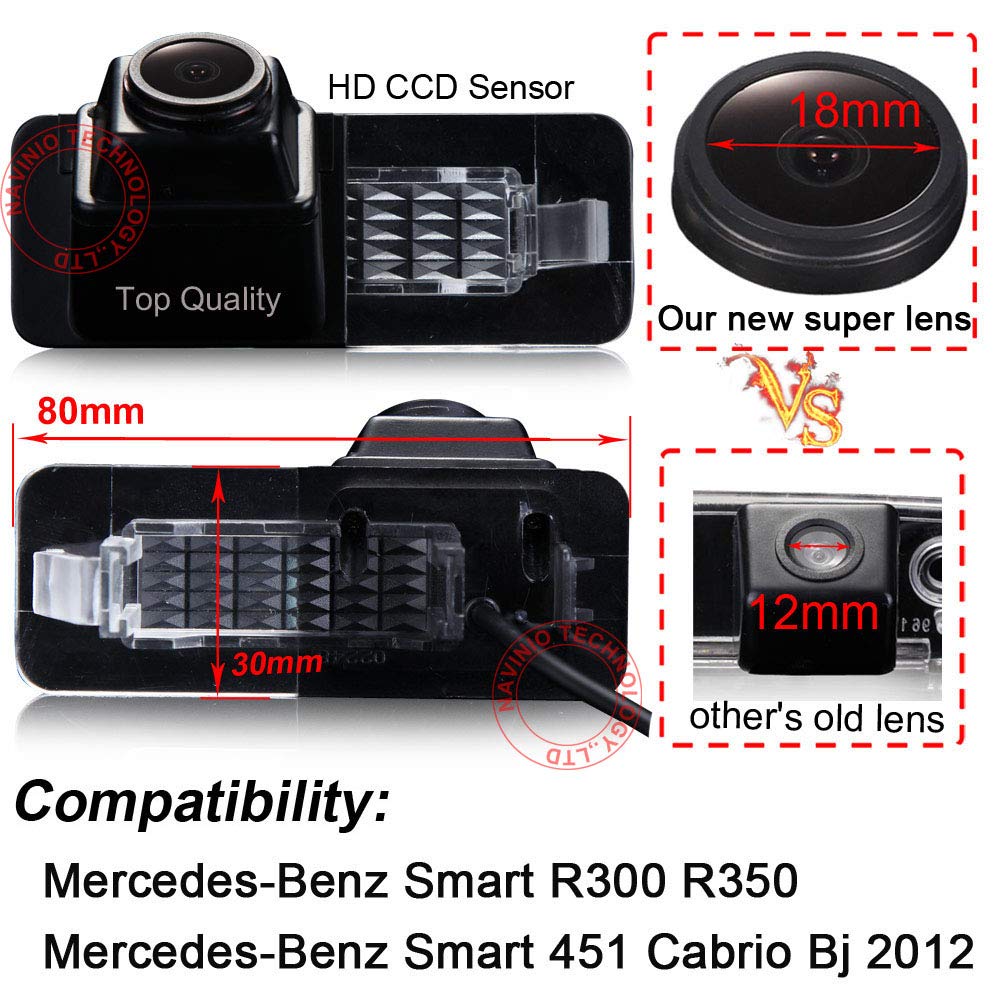 Tablica rejestracyjna samochodowa kamera cofania, 1000 linie telewizyjne Starlight Super Pro kamera cofania obiektywów, noktowizor, kamera cofania do Mercedes Benz Smart R300/R350/Smart 451 Cabrio Bj 2012