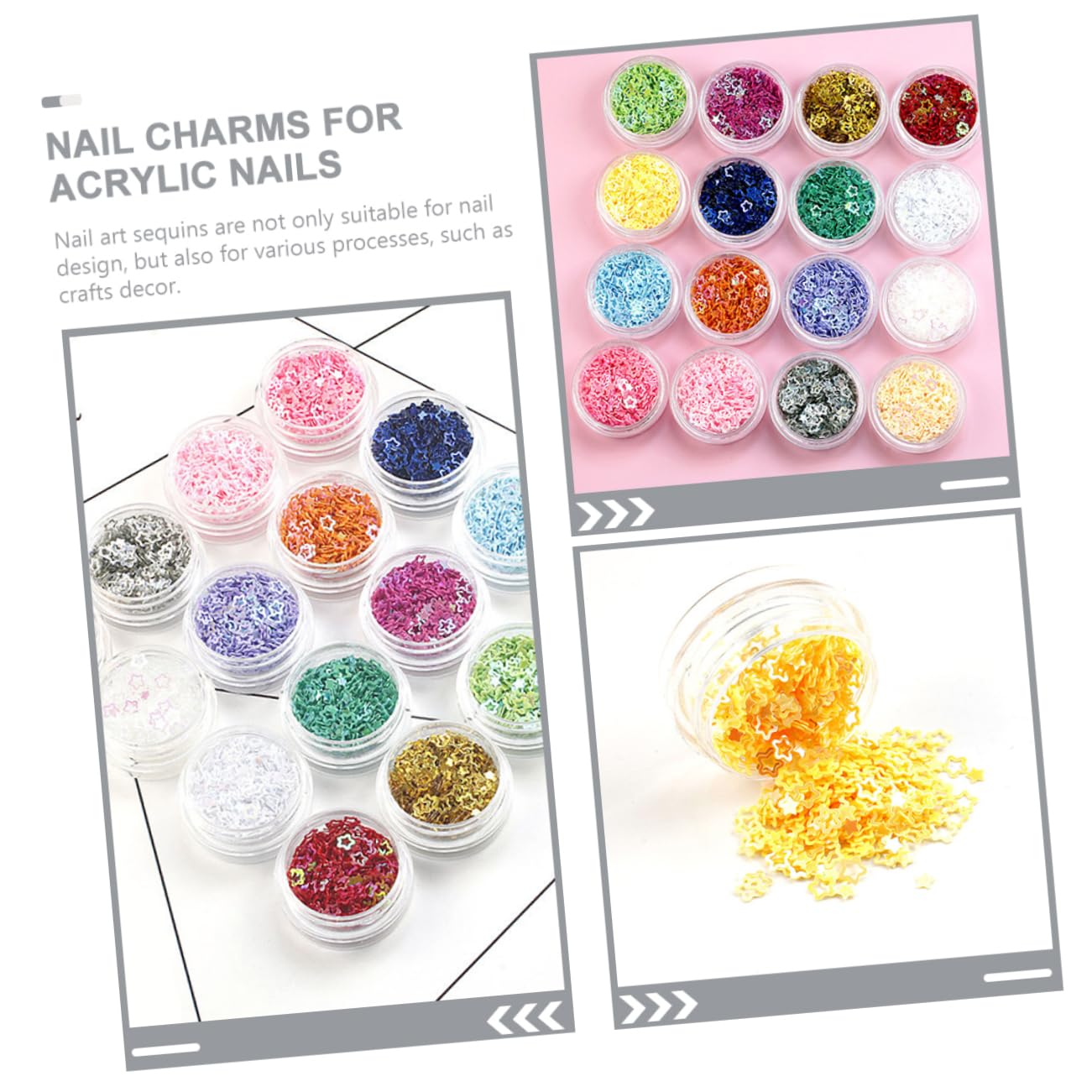 FOMIYES 4 Set Decorazioni Per Unghie Glitterate A Forma Di Stella A Cinque Punte Per Nail Art Decorazione Per Nail Art Eleganti Paillettes Per Unghie Affascinanti Paillettes Per 16box*4