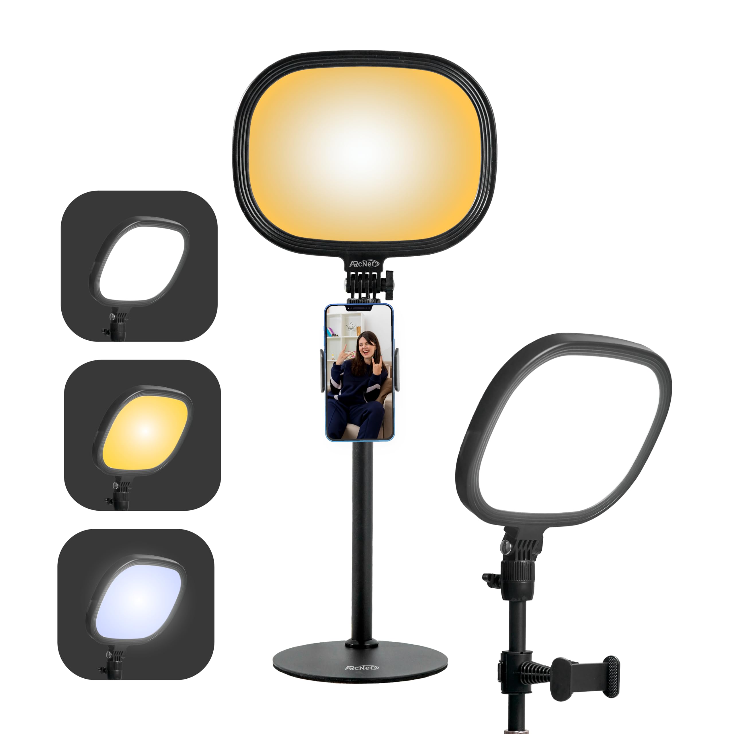 Arcnet Zoom Slab Lighting for Computer, Adjustable Desk Lighting for Video Calls with 3 Light Modes Video Conference Light Desk Ring Light with Stand for Vlogging Webcam,Meetings, Live Stream-image-15