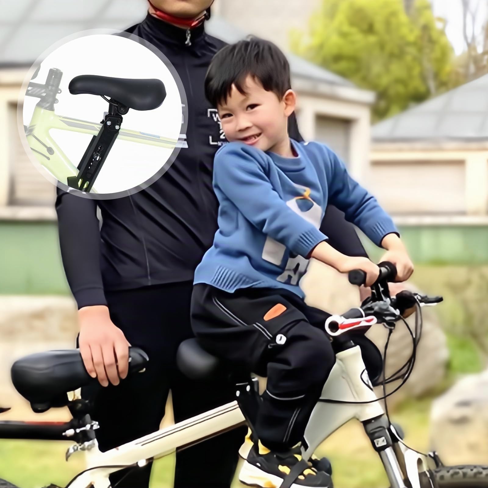 BYZESTY Siège de vélo pour enfant - Siège avant avec guidon et pédales - Siège de vélo amovible pour VTT pour enfants de 2 à 6 ans