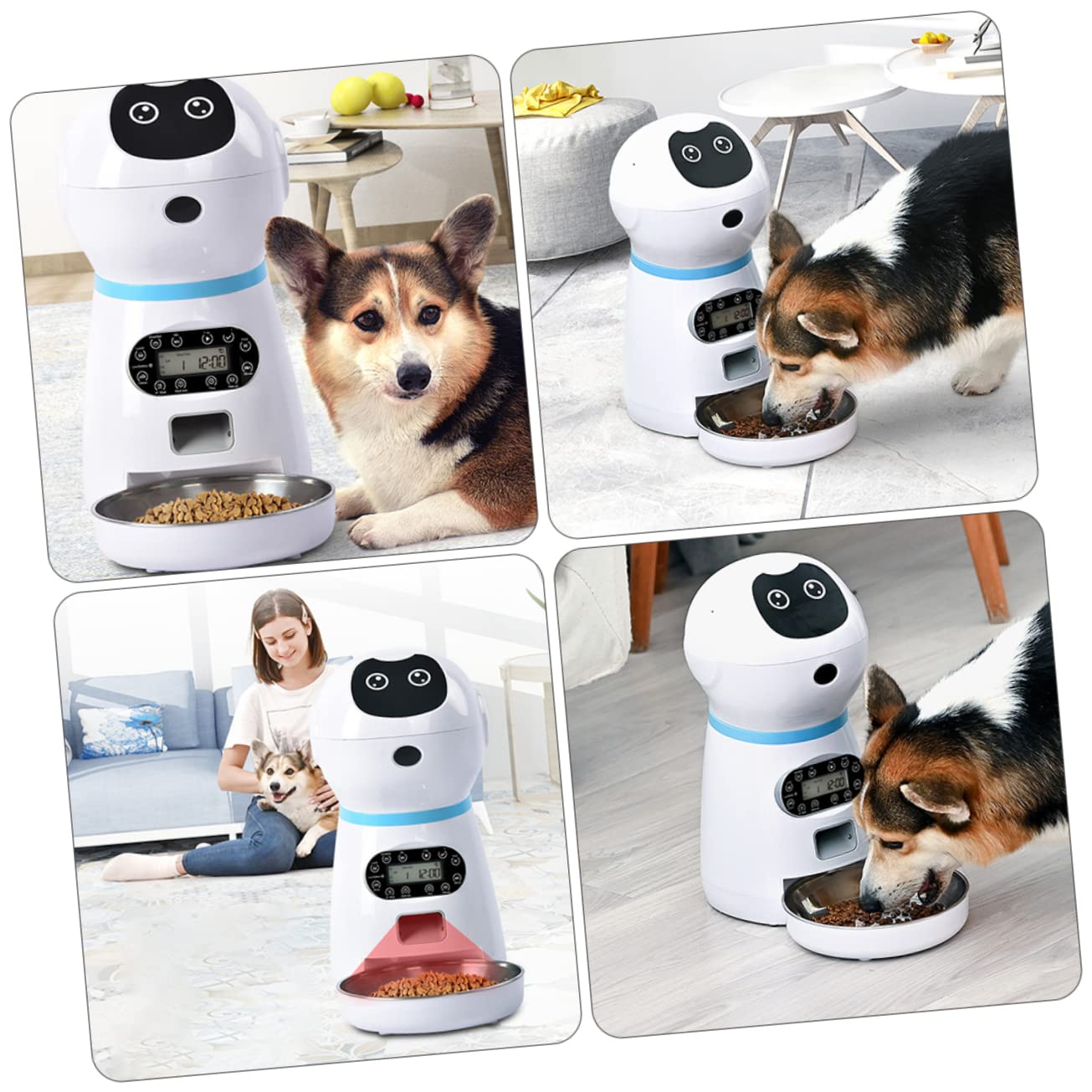 Yardwe Comedero Automático para Gatos con Temporizador Digital Programable, Capacidad 3.5l, Material Abs y Acero Inoxidable, Adecuado para Uso Doméstico Personal