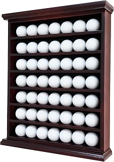 Golf Ball Display Case - Wall Mount, Black Finish, Green Felt Background, No Door, Perfect for Golf Balls, 14.6" W x 17.4" H x 3" D