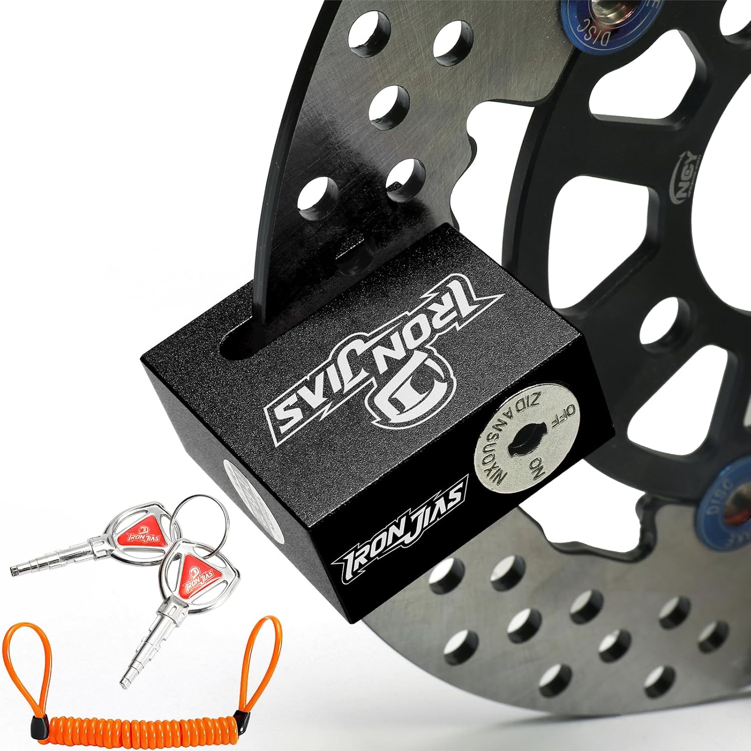 Motorcycle Disc Lock Anti-Theft Wheel Brake Lock Waterproof Alloy with Reminder Cable and 2 Keys, Alarm-Free for Motorbike, E-Scooter, Mountain Bike