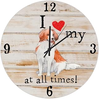 Kooikerhondje Pet Owners Wall Clock 15in Pet Dogs Lover Wooden Wall Clock No Ticking Sound Personalised Graduation Gift Inspirational Saying Decor for Hallway Bedroom Hotel Back Patio
