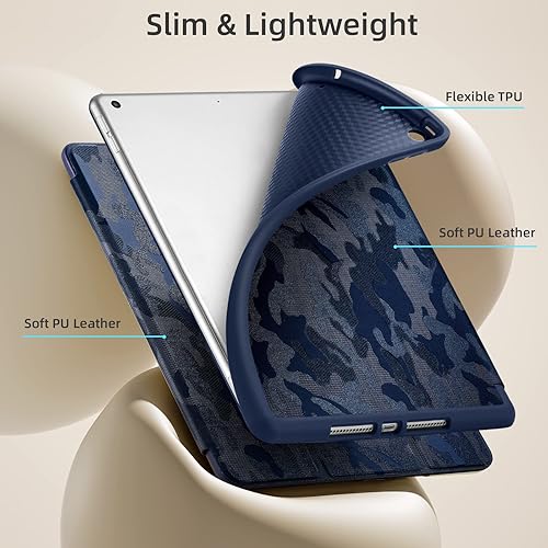 Miniatura 180 de Akkerds - Funda para iPad 10.2 2020, iPad 8ª generación/2019, iPad 7ª generación, con soporte para lápiz. Funda protectora premium con parte trasera