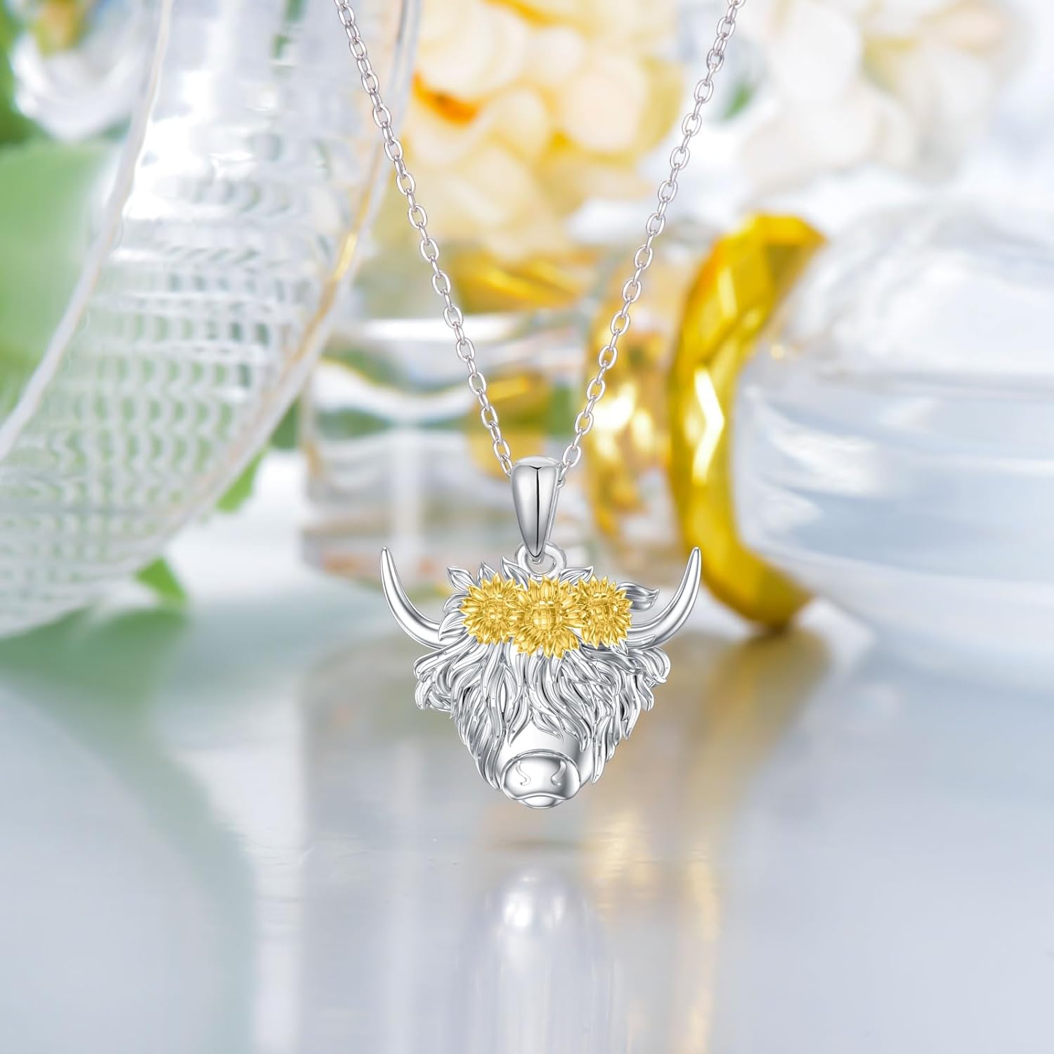 Highland Cow Gifts for Women 925 Sterling Silver Highland Cow Birthstone Necklace Fluffy Cow Jewelry Gifts Birthday Christmas - Image 4